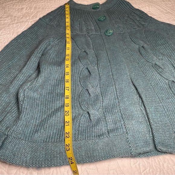 Camaieu Wool Blend Teal Blue/Green Cardigan Size L French Swing Flare - Picture 8 of 11